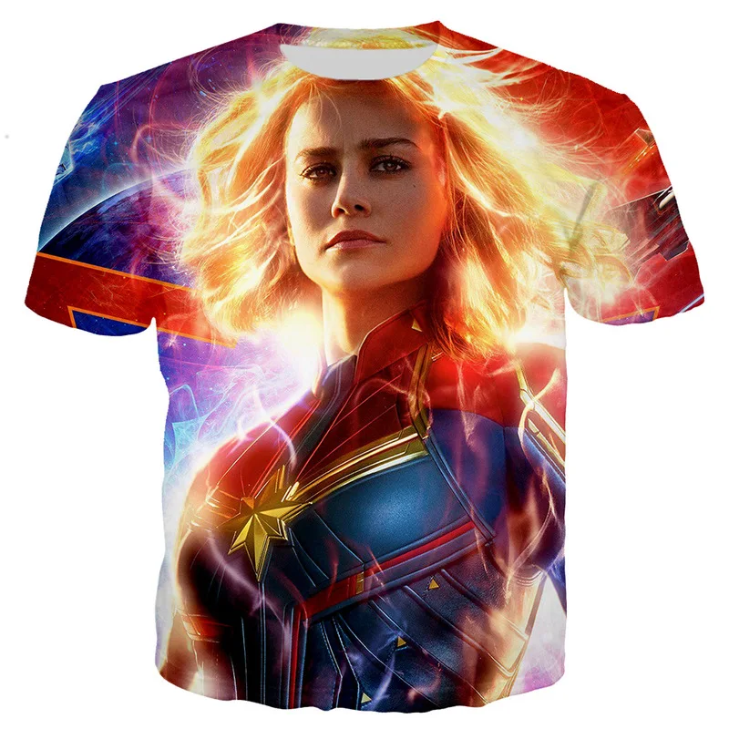 

Captain Marvel 2019 Summer Short Sleeve T-shirt Avenger Endgame Dobby In Printed Tees Women Casual Iron Man Top T Shirts