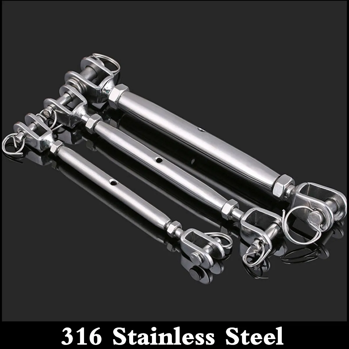 5//16” 316 STAINLESS STEEL Jaw Jaw Closed Body Turnbuckle 8mm Rigging Screw