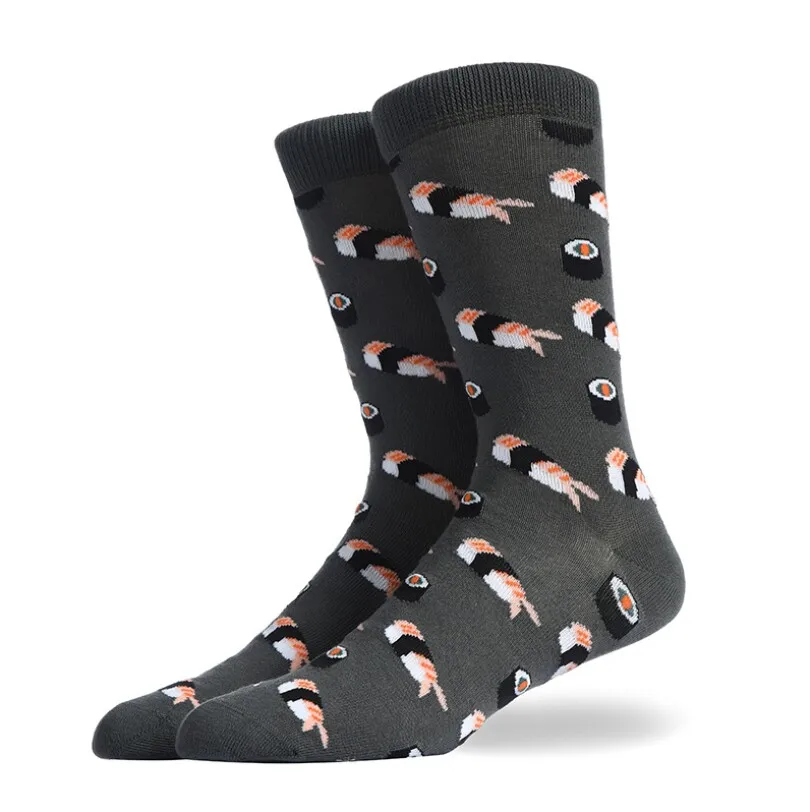 Мужские смешное искусство красочные продукты новые носки Мода Полный хлопок Счастливый унисекс sox милые носки Рождественский подарок sokken calcetines - Цвет: Фиолетовый