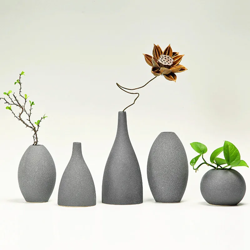 

Creative Mediterranean Ceramic Vase Home Desktop Decorations Ornaments Gray European Minimalist Flower