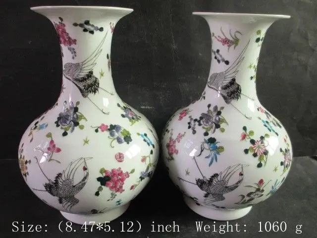 

A Pair of Exquisite Chinese pottery and porcelain luminous crane vases