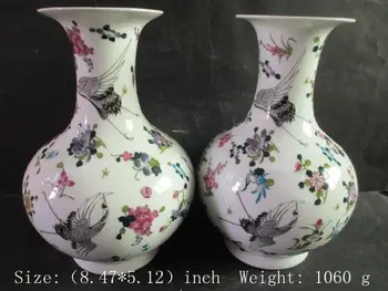 

A Pair of Exquisite Chinese pottery and porcelain luminous crane vases
