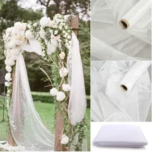 Rouleau d'organza en Tulle pour Mariage, 5/10m, tissu cristal pur pour décoration de Mariage, fil de Mariage, fournitures de fête d'anniversaire