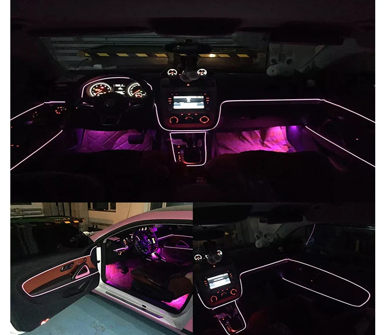 5m car interior accessories atmosphere lamp colorful cold light line with usb diy decorative dash board console door led light