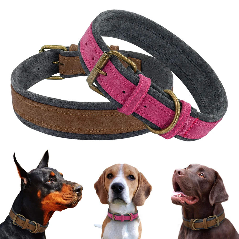 Durable Dog Collar Soft Padded Pet Collars Pitbull Bulldog Medium Large Dogs Collar Adjustable