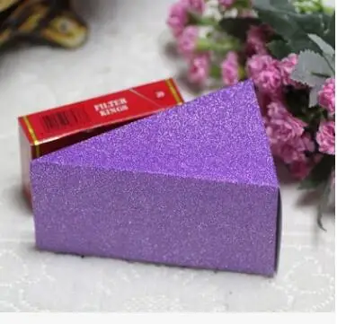 

100pcs/lot free shipping european style glitter triangle candy box solid wedding gift box 3colors 12*8*7cm