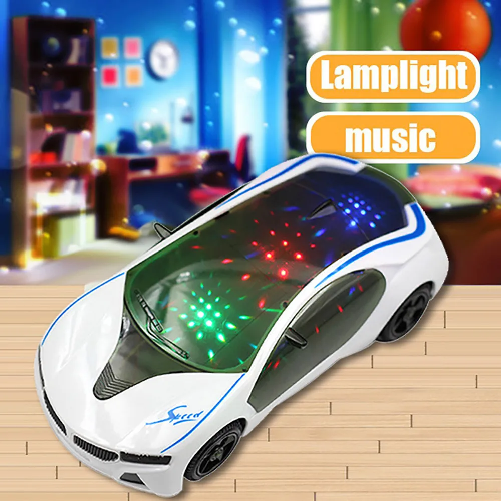 

Kids Fun Novelty Toy Gift Anti-stress Boy Girl Adult 3D Supercar Style Electric Toy With Wheel Lights Music New Year Gift