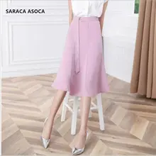 Сезон: весна–лето Высокая Талия Труба юбка средней длины Для женщин официальные все на шнуровке, расширенная размерная линейка: Длина юбка с завышенной талией для девочек