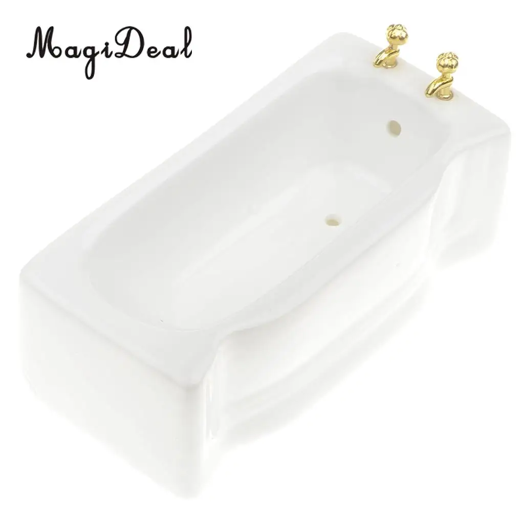 1/12 Ceramic White Square Bathroom Bathtub Dolls House Decoration Accessory Life Scenes Ornaments