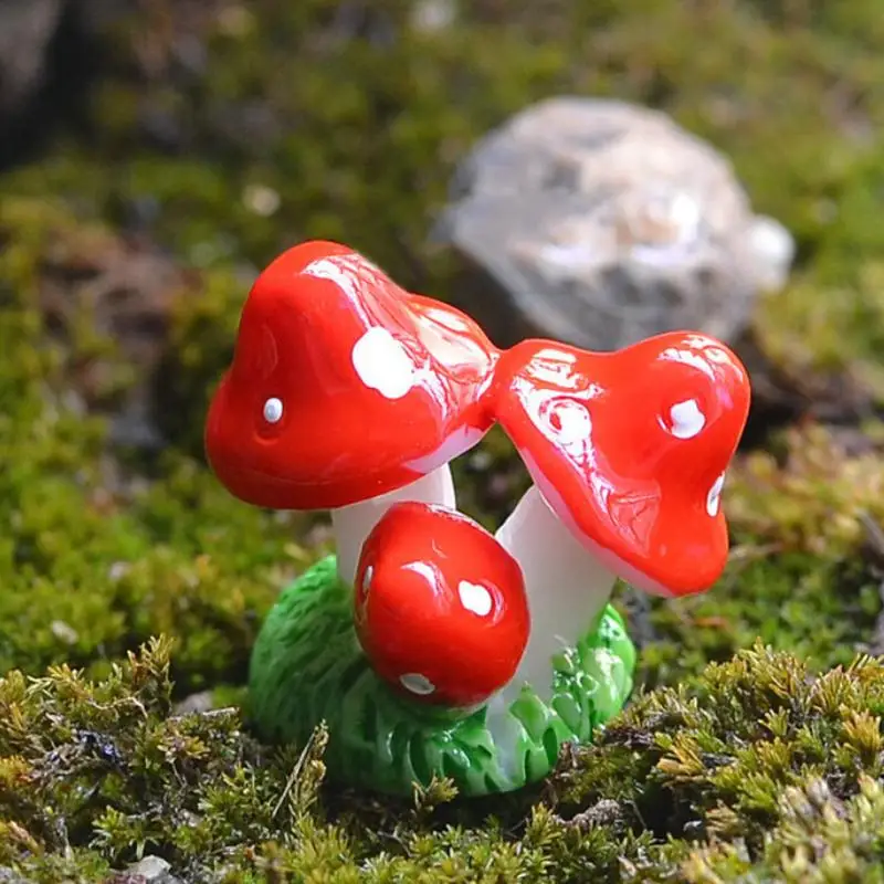 Mini Mushroom Ornament 1 Pcs Resin Mushrooms Fairy Garden Ornament Bonsai Plants Pots Fairy DIY Doll House Decoration