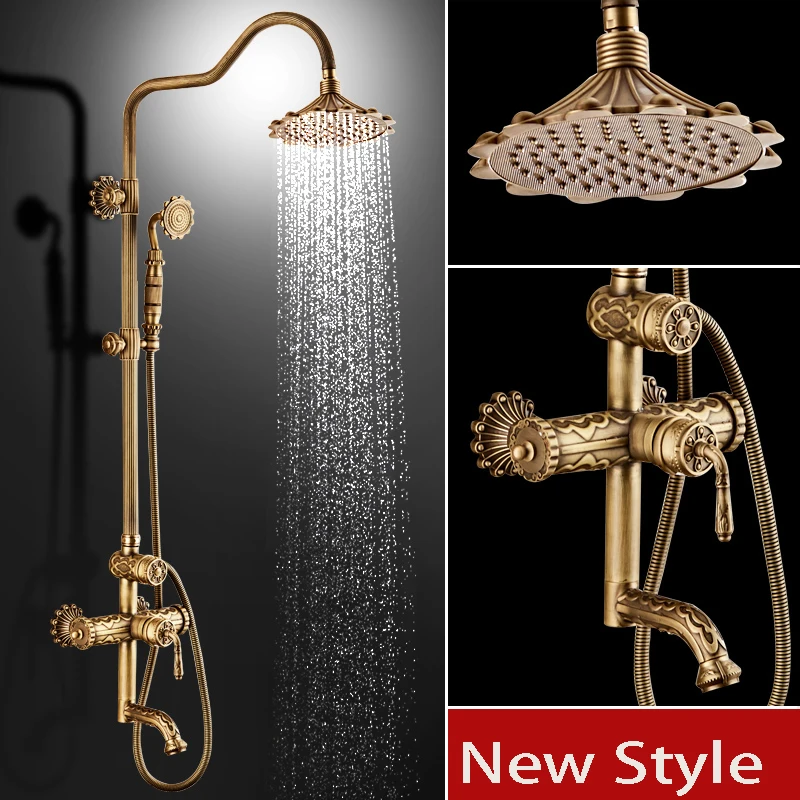 

New Style shower set bathtub tap set shower Bathroom Waterfall Rain Head Brass taps Exposed Shower Faucet Sets