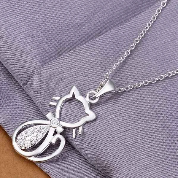 Fine silver plated necklace fashion jewelry chain. cat necklaces & pendants Fine silver plated necklace fashion jewelry chain. cat necklaces & pendants