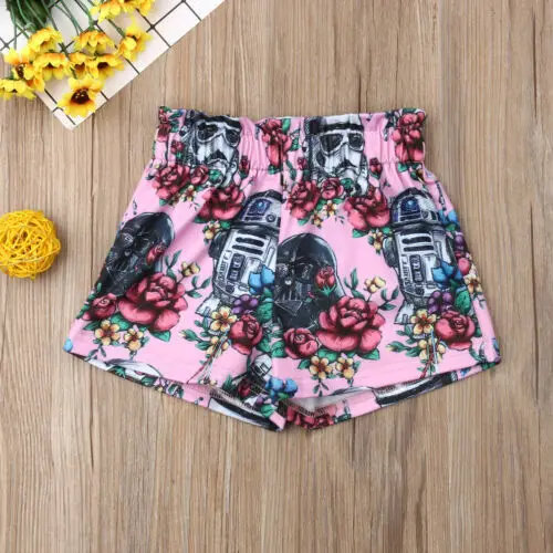 Baby Kids Girl Boy Shorts Floral Painted Cartoon Shorts Bloomers Elastic Waist