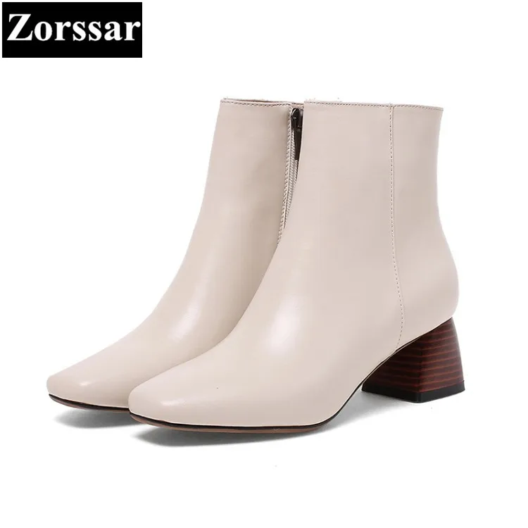 

{Zorssar} 2017 NEW fashion High heels Women Chelsea Boots Square Toe thick heel ankle Riding boots autumn winter female shoes