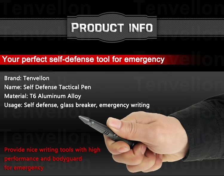 Tenvellon товары для самообороны тактическая ручка Вольфрамовая сталь защита, Личная безопасность инструмент обороны простой пакет