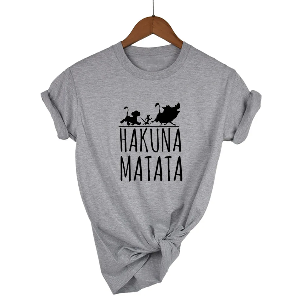 Plus Size Female T Shirt HAKUNA MATATA Cartoon Women Summer White Black Tshirt Homme Cute Super Soft T-shirts