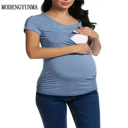 MODENGYUNMA для беременных и кормящих одежда без рукавов Тонкий Грудное вскармливание футболки для беременных Для женщин мать кормит Топ