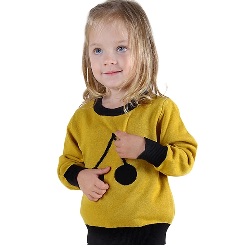 

Baby Girls Sweater Knitted Pullovers 2018 New Arrival Cotton Outwear Autumn Winter Kids Clothing Black Yellow For 12M-5Y GW34