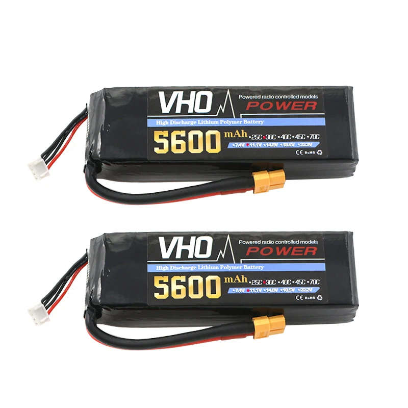 

VHO 2PCS Power 11.1V 5600mAh 30C 3S Lipo Battery XT60/T/TRX/EC5 Plug Newest Reachargeable Lipo Battery For RC Model