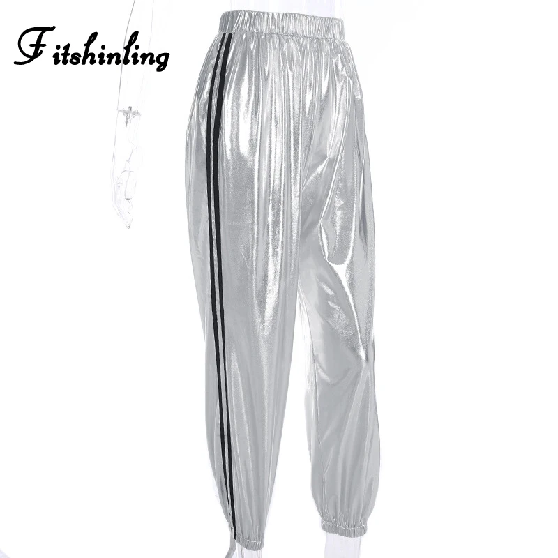 Fashion metallic joggers women 