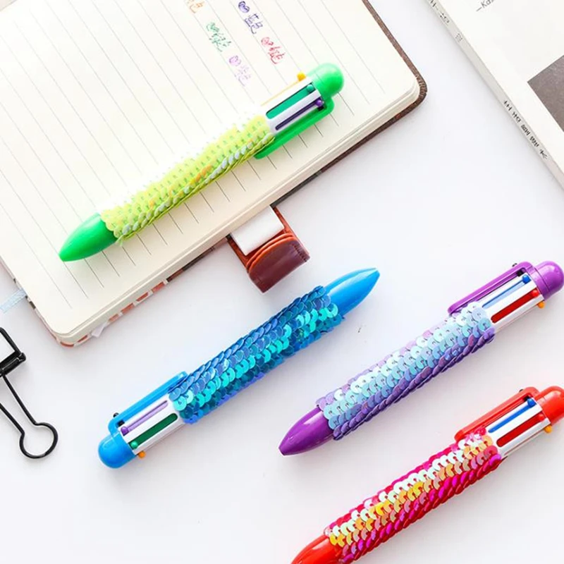 

Multicolor Ballpoint Pen Cute 6 Colors Pen Sequin Ball Pen for School Office Writing Supplies Student Kawaii Stationery gift