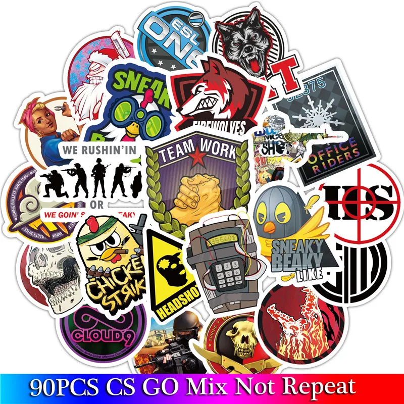 

90 Pcs Pack cs go Stickers Set Funny Game Stickers For Kids Luggage Skateboard Laptop Notebook Toys Stickers