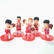 5Pcs/Lot SLAM DUNK Shohoku Basketball Player Figures Toys Hanamichi Rukawa Kaede Sakuragi Anime Model Toys dunk 1939
