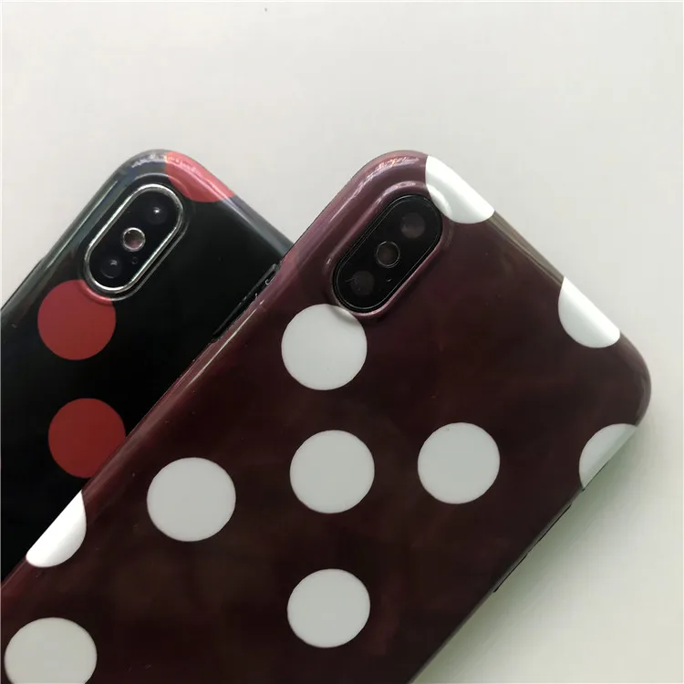 

Polka dot wine red phone case for iPhone X case iPhone XS case 6 Plus 7 8 Plus 6s Plus X 7P 8P 6SP 6P fashion dirty white black