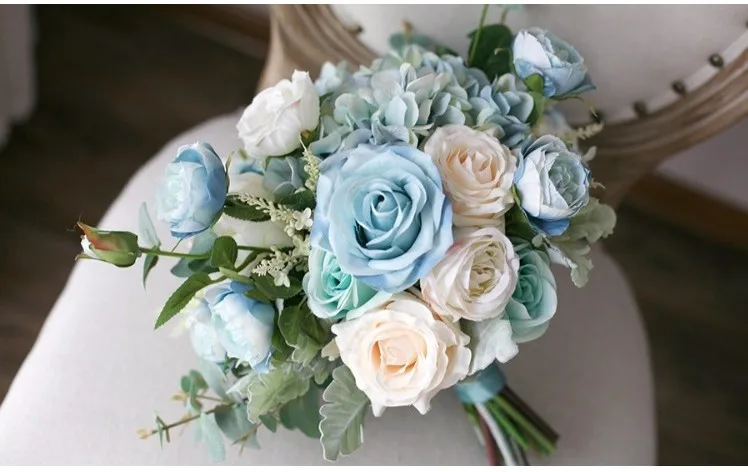 Женский Свадебный букет невесты PEORCHID Tiffany Blue Rose винтажный 2019|Свадебные букеты| |