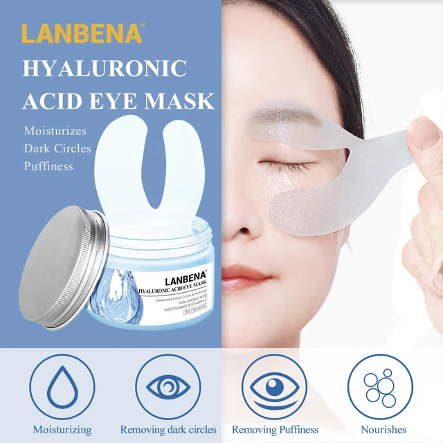 LANBENA Retinol Hyaluronic Acid VC Eye Mask Eye Patches Repair Eye Lines Reduces Dark Circles Bags Nourish Hydration Eye Care