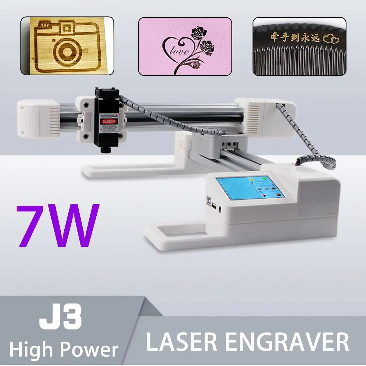 

3W/7W USB Offline Laser Engraver DIY Logo Mark Printer Big Power CNC Laser Carving Engraving Machine 15.5x17.5cm Carving Area