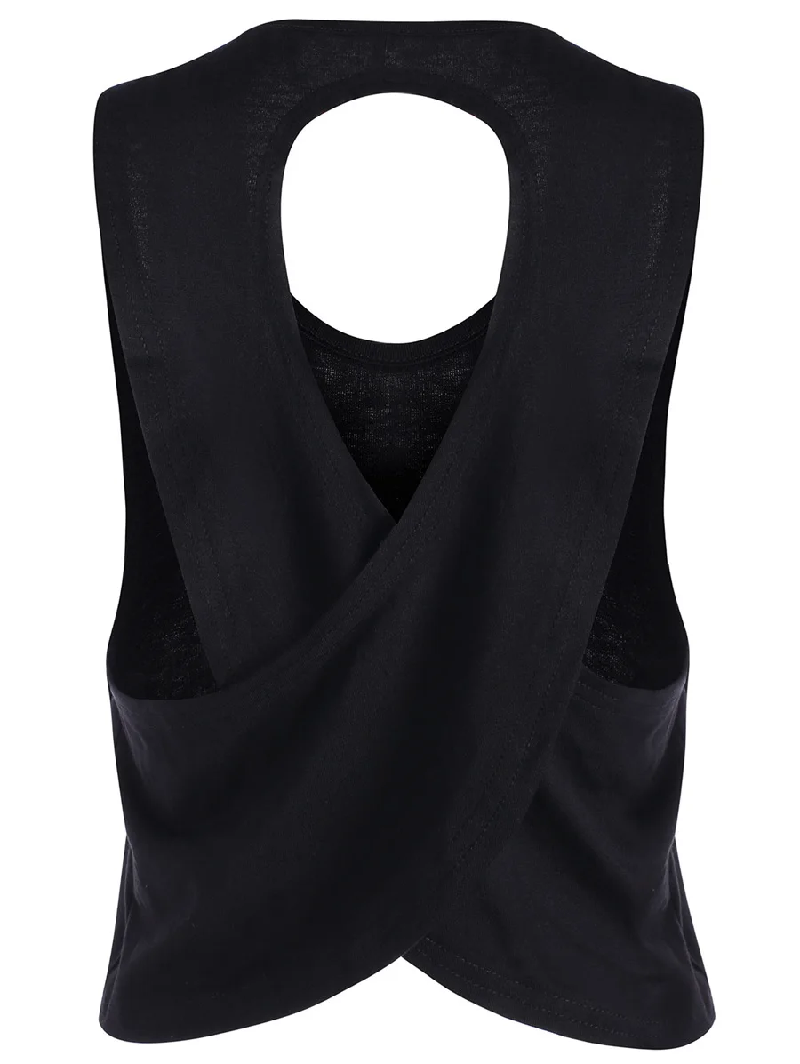 Gladiolus 2018 Tank Top Women Cross Hollow Out Backless Sexy Black Gray Crop Top Women T-Shirt Casual Ladies Loose Tanks Tops  (16)