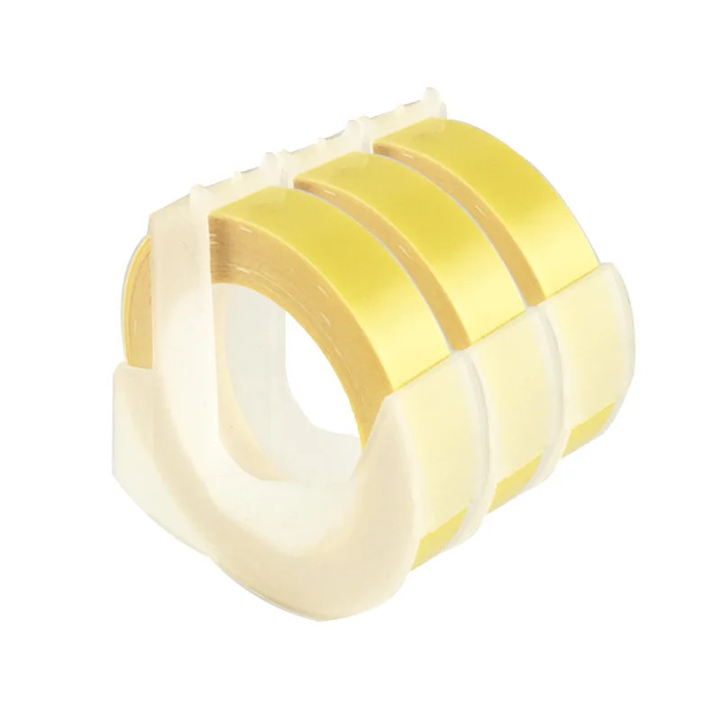 CIDY 3 rolls 9mm *3m Dymo 3D Plastic Light Yellow Color Embossing Tape