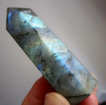 

55G Natural beautiful labradorite QUARTZ CRYSTAL WAND POINT HEALING