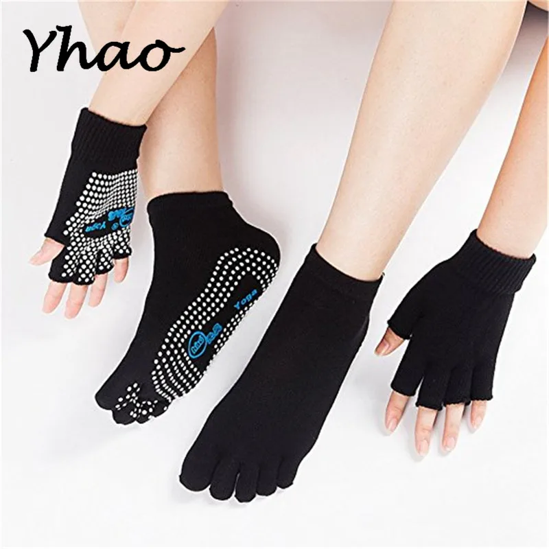 Yhao Brand High Quality Women's Yoga Socks & Gloves Set With Grip Skid