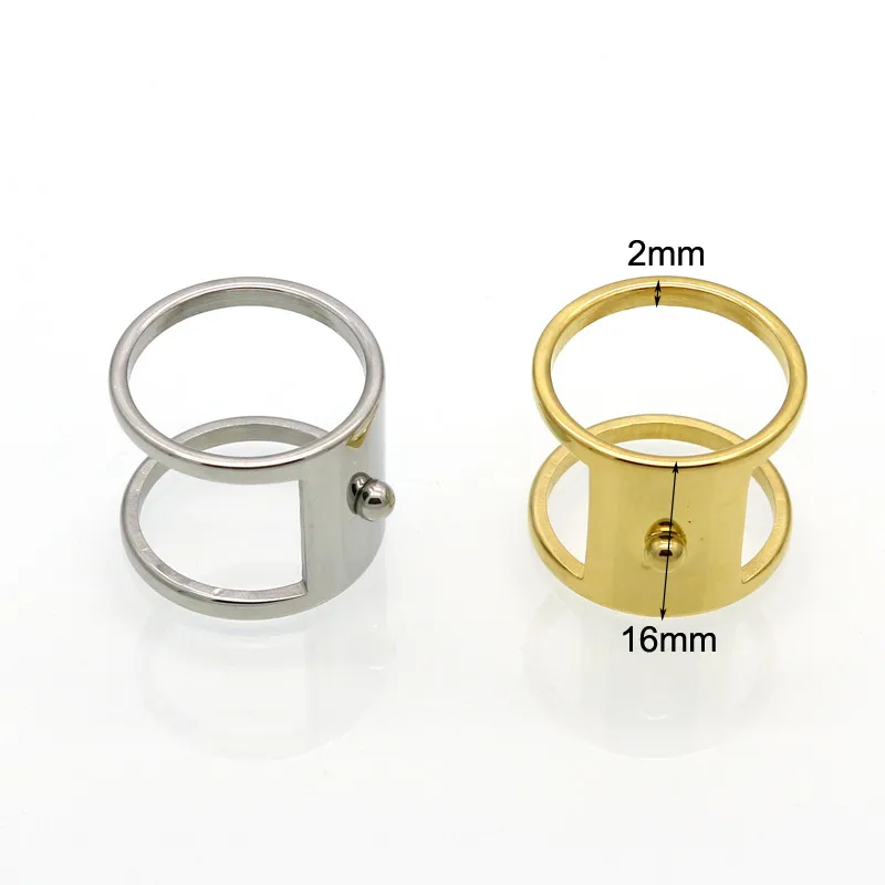 Новейший дизайн золотого цвета квадратное кольцо 16 мм для женщин/мужчин модные ювелирные изделия вечерние кольца из нержавеющей стали