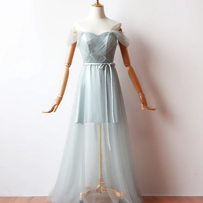 

Grey Color Long Dress Short Inner Lining Bridesmaid Dresses Woman Dresses for Party and Wedding Dress