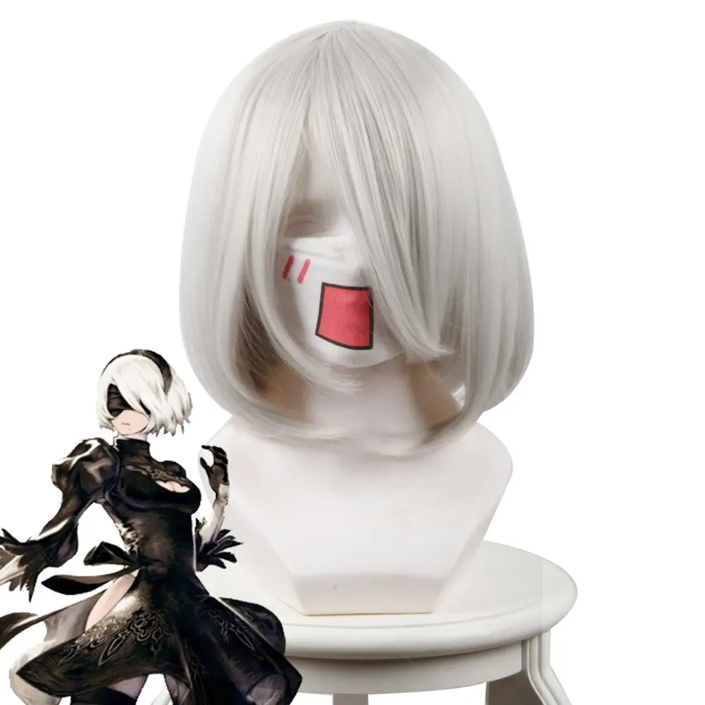 2B Cosplay NieR Automata Yorha головной убор для косплея серебряные волосы 15 дюймов|Аксессуары