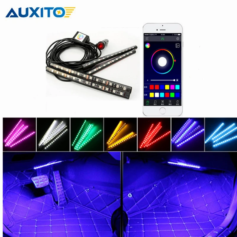 4 шт./компл. авто светодиодный полосы приложения Управление RGB декоративная лампа