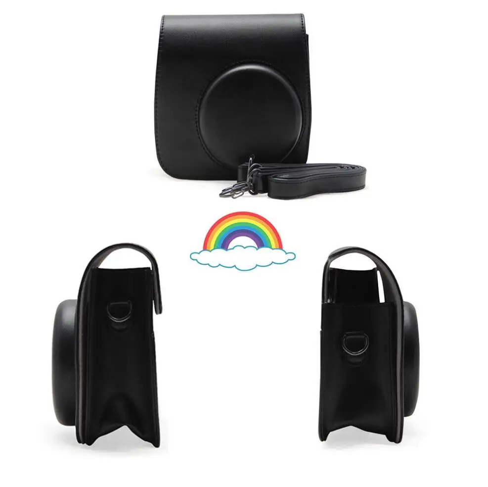Black Для камеры Fujifilm Instax Mini 8 Mini 9 из искусственной кожи цветной чехол для камеры Instax Mini с ремешком на плечо прозрачный чехол с кристаллами - Цвет: Black