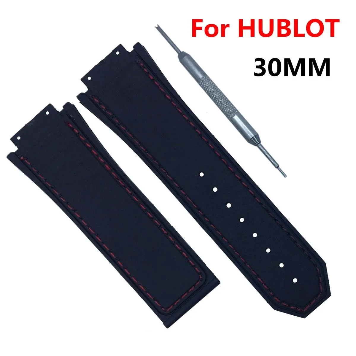 

Fashion Black 30mm Silicone Rubber Watchband Wristband Replacement Strap Without Buckle With Tool