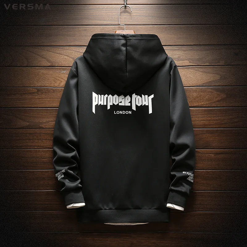 VERSMA 2018 Autumn Justin Bieber Purpose Tour Oversized Hoodie Sweatshirt Men High Street Hip Hop Instagram Harajuku Hoodies Men