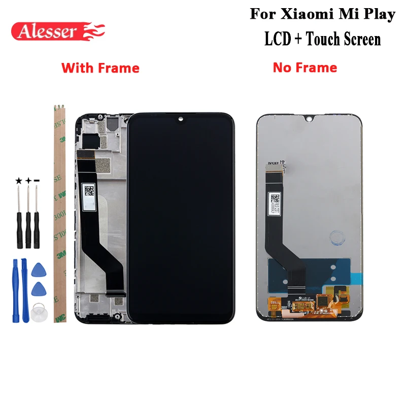 

Alesser For Xiaomi Mi Play LCD Display and Touch Screen Assembly Repair Parts +Tools And Adhesive For Xiaomi Mi Play With Frame