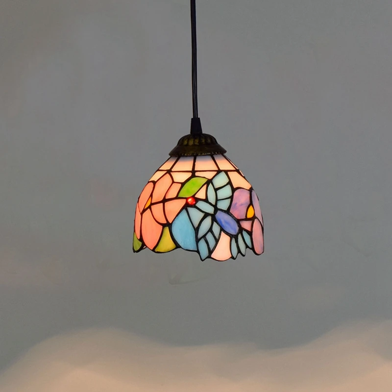 

Countryside Birdr Restaurant Art lighting Bar terrace Stained glass Aisle Small Pendant Lights E27 110-240V 6inch 15CM Pink