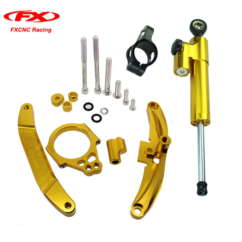 

FXCNC Steering Damper Stabilizer + Mounting Brackets Kits for Yamaha FZ1 FAZER 2006-2015 2012 2013 2014 6 Colors (for Yamaha)