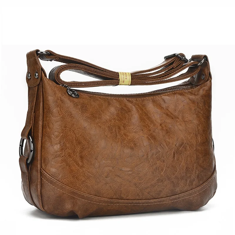 Bolsa de Ombro de Couro Genuíno das Senhoras Bolsa de Couro Hobo com Borla Marca Feminina Pequena Capacidade Macio C779