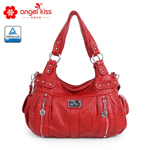 Angelkiss Новая модная женская сумка из искусственной кожи на молнии элегантная дамская Сумка Хобо на плечо сумка-мессенджер - Цвет: Red