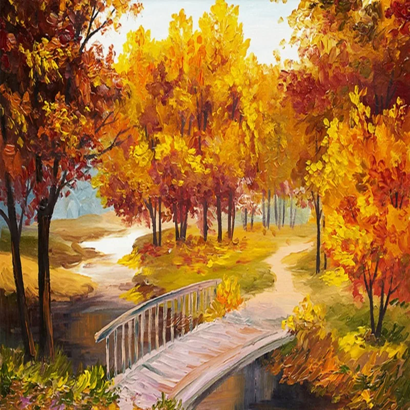 

Dropshipping Colomac Mural Wallpaper Photo Wallpaper Autumn Trees Landscape Oil Painting Backgroud Wall Papel Pintado De Pared