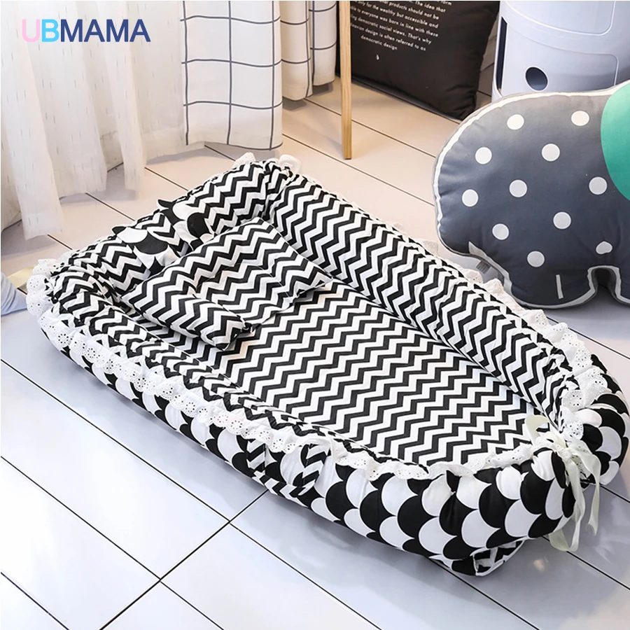 Легкий удобный простые милые босоножки складной Подушка Портативный Съемная детская кровать хлопок Новорожденные мягкая кровать