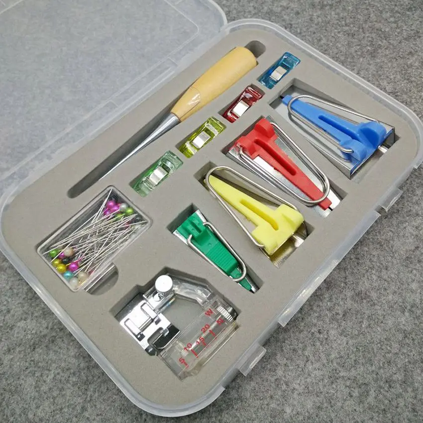 

Fabric Clover Bias Tape Makers Binder Binding Snap on Foot Awl Pin for Patchwork Sewing Accessories Quilt Craft Machine Tools